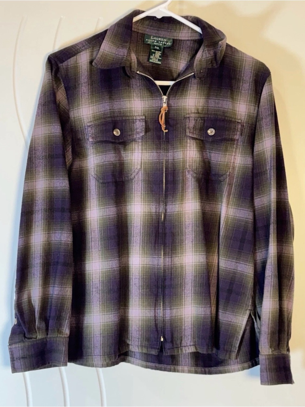 Ralph Lauren Plaid Shirt Jacket - Purple and Black